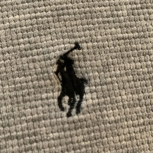 POLO RALPH LAUREN GRAY LONG SLEEVED WAFFLE THERMAL TOP - Picture 3 of 5